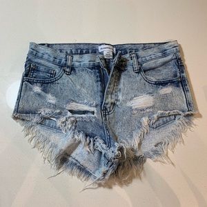 Denim high rise shorts